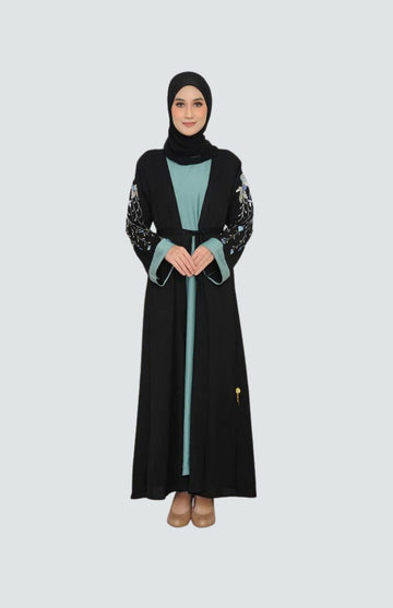 Elegant Jubah Dubai Abaya with Arabic Floral Embroidery