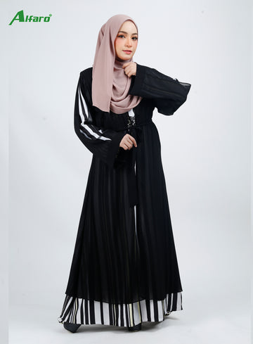 Alfaro Abaya Stripe Fashion - Premium Nida Fabric Abaya | Elegant Dubai Collection