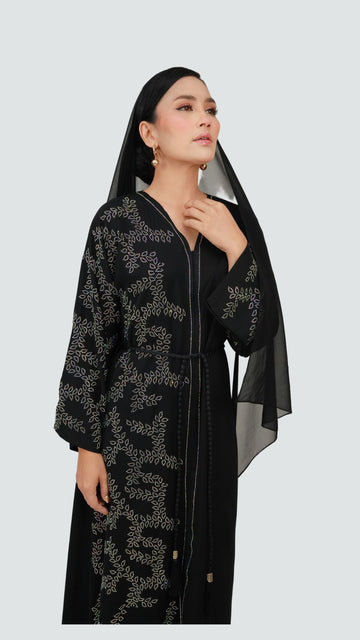 Elevate Your Style with Our Exquisite Abaya Dubai: Floral Batu Design (Premium Nida Material)