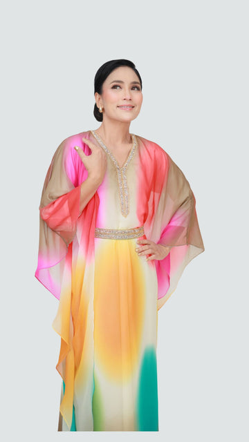 Luxurious Kaftan: Chiffon Lace Batu Elegance for a Timeless Look