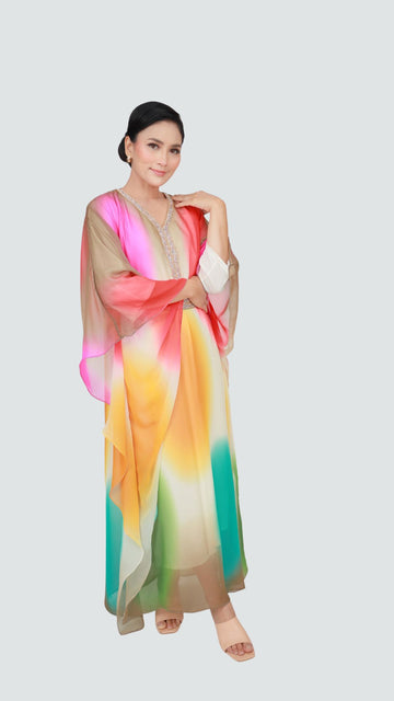Luxurious Kaftan: Chiffon Lace Batu Elegance for a Timeless Look