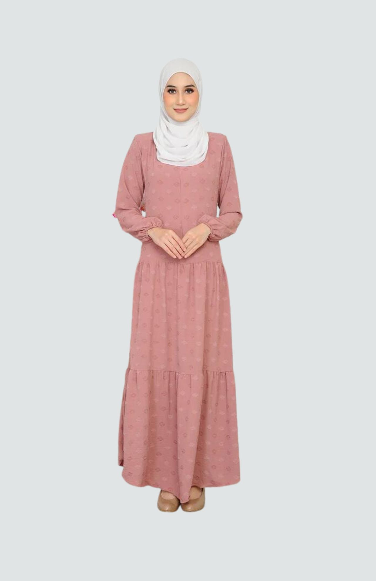 Charming Elegance: Jubah Cotton CEY Flower Dotted