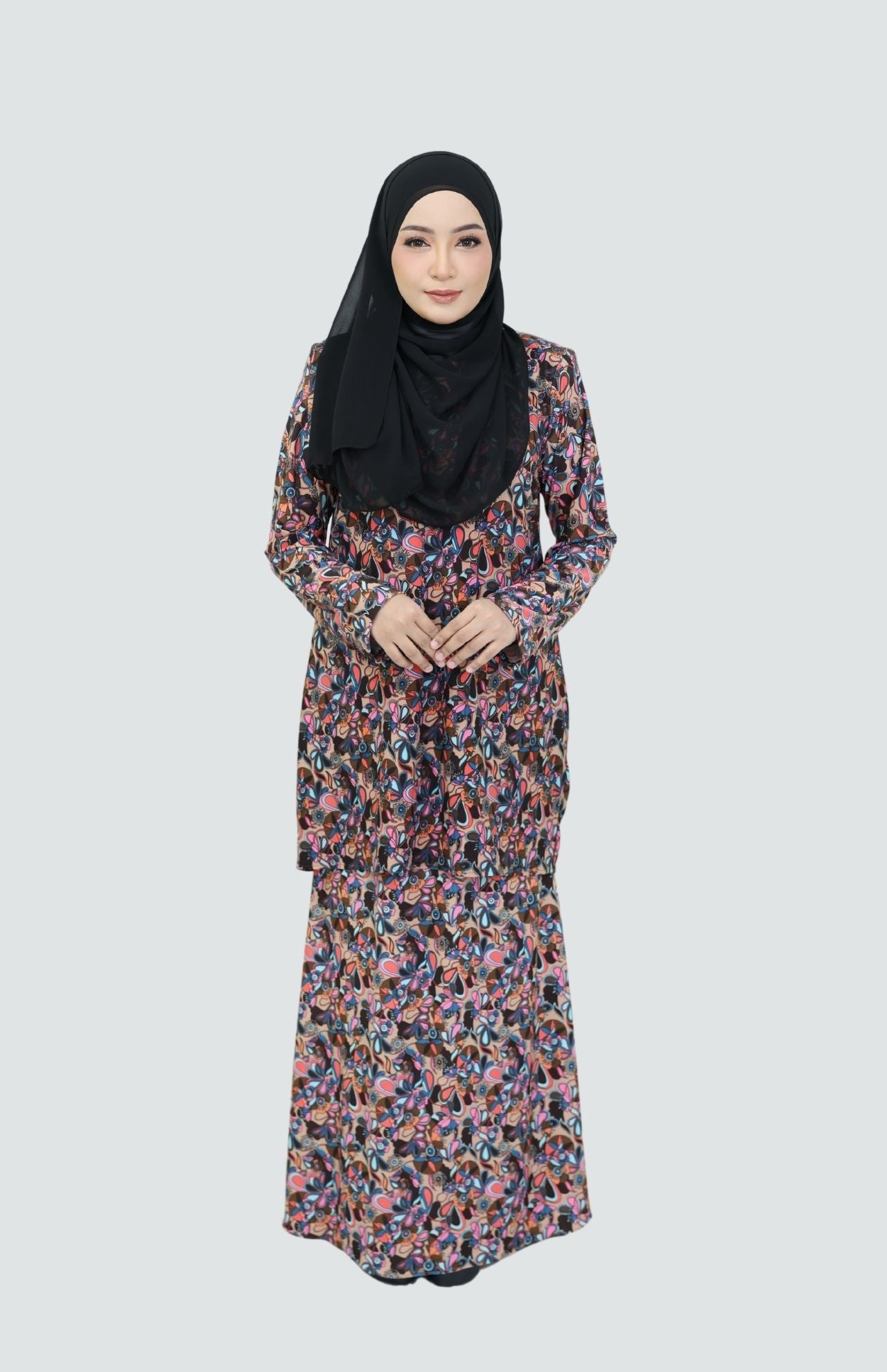 Floral Elegance: Baju Kurung in Lycra Fabric