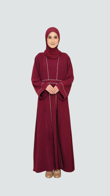 Malikha Abaya Dubai - Rhinestone Embellished Nida Fabric Abaya