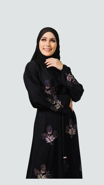 Exclusive Abaya Dubai Floral Batu Design By Fasha Sandha Design (Material Nida)